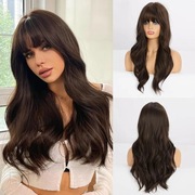 Nowa brazowa peruka z grzywką jak prawdziwe ludzkie włosy 