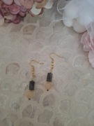 Kolczyki handmade srebro z naturalnych kamieni labradoryt cytryn prehnit 