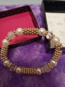 Avon bransoletka nowa-kwarc różowy i sztuczne perły