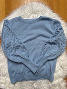 Sweter błękitny damski rękaw bufiasty