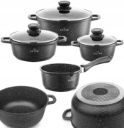 Nowoczesny Zestaw Garnków Marmurowych – 9 Elementów ZILNER