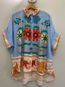 Lniana koszula wzory folk boho oversize kolorowa