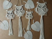 DUŻA MAKRAMA SOWA   ZESTAW 4 SZTUKI do salonu sypialni dekoracja na ścianę 