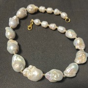 Naszyjnik Choker Perła Naturalna Barokowa "Rybi Ogon" Złoto 585 GF