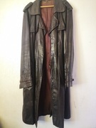 Stary, vintage, podniszczony płaszcz skorzany 180-190cm wzrostu