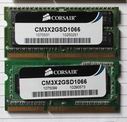 RAM do laptopa corsair 4GB 2x 2GB CM3X2GSD1066 DDR3