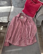 Koszula Guess M różowa sprany jeans logowane guziki casual