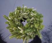 Wianek jodłowy na podstawce słomianej 40cm Bożenarodzeniowe 