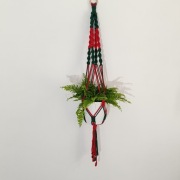 Kwietnik wiszący zielono czerwony bawełniany – elegancki 100 cm