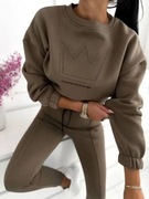 KOMPLET DRESOWY Z KORONĄ BLUZA PLUS SPODNIE 