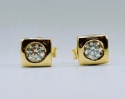 Złote Kolczyki Sztyfty Pr. 585 z Moissanitami 3mm - Klasyka Bezel