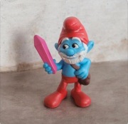 Figurka Papa Smerf z różową kredą 2013, vintage retro