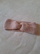 Opaska na uszy głowę czoło miękka turban koralowa handmade vintage 