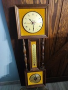 Duża stara stacja meteo termometr barometr zegar