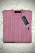 Polo Ralph Lauren sweter vintage cable knit różowy basic S unisex
