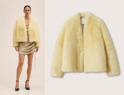 MANGO MNG futro żółte struś NOWE płaszcz futerko zimowe M/38