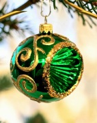 Bombka choinkowa zielony Reflektor 8 cm szklane ozdoby retro styl jak prl 