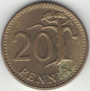 Finlandia 20 pennia 1977 - 22 mm - nr 2
