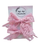 Spinki kokardy różowe haft