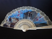 Piękny wachlarz Grecji, z Aten, z koronką!