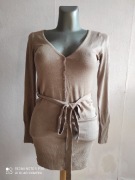 Renais Sweterek beżowy zapinany ażurowe plecy M