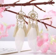 Kolczyki Boho długie pióra różne kolory