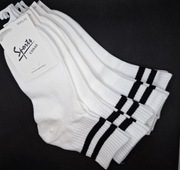 5x Białe bawełniane skarpetki z czarnymi paskami I Rozmiar 35–38 