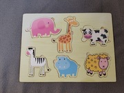 Układanka zwierzątka drewniana 