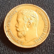 ZŁOTA MONETA. 5 RUBLI. 1897 R. CAR MIKOŁAJ II. AU : 0,900. ROSJA - IMPERIUM