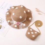 ZESTAW torebka i kapelusz 52cm dla dziewczynki słomiane STOKROTKI