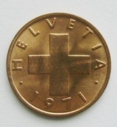 1 rappen rappeny 1971 Szwajcaria mennicze