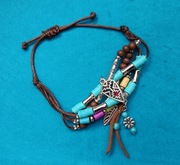 Bransoletka BOHO turkusowa makrama wielorzędowa II