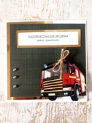 Kartka dla Strażaka wóz strażacki 