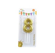 Świeczka, Złota Cyfra 8  a tort urodzinowy 