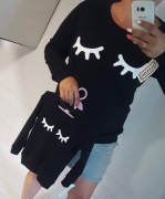 Bluza damska czarna bawełniana nadruk rzęs rS