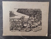 Stary Drzeworyt Samson z Biblii Melantricha