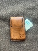 Portfel skórzany minimalistyczny rękodzieło z wikingiem