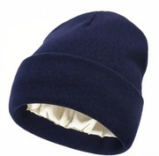 CZAPKA Z SATYNOWĄ PODSZEWKĄ BEANIE OCHRONA WŁOSÓW NIE PUSZY