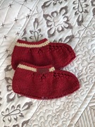 Kapcie wełniane handmade czerwone 37–38 z antypoślizgową podeszwą