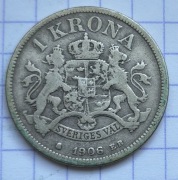 #3944 Szwecja 1 korona 1906 srebro rzadka! 