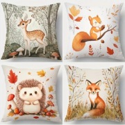 Poszewka na poduszkę, jesienna, las, dzikie zwierzęta, 45x45cm, 4szt.