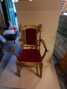 FOTEL DĘBOWY CZERWONY WELUR