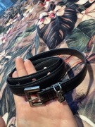 Pasek YSL Yves Saint Laurent 95 cm czarny srebrna klamra oryginalny