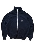Granatowa bluza Fred Perry trucker bez kaptura rozpinana logo haft 90s