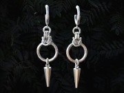 Kolczyki chainmaille z kolcem stal chirurgiczna gothic punk cyber goth