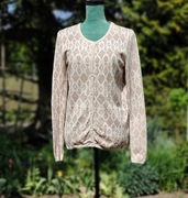 Beżowy sweter kardigan Esmara 40 wzór aztec boho bohemian wiskoza etno