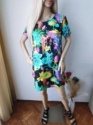 Sukienka mohito M neon kwiaty kolorowa tropical mini lato hit