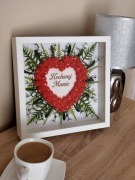 Czerwone serce ( Biała Rama) - Shadowbox, Ramka 3D, Dzień Matki