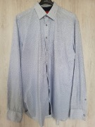 Koszula męska codzienna biała Tudor Weekend 43 wzór niebieskie kwadraty