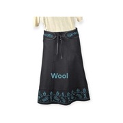 Czarna spódnica vintage 36-38 trapezowa wełna haft elegancka midi